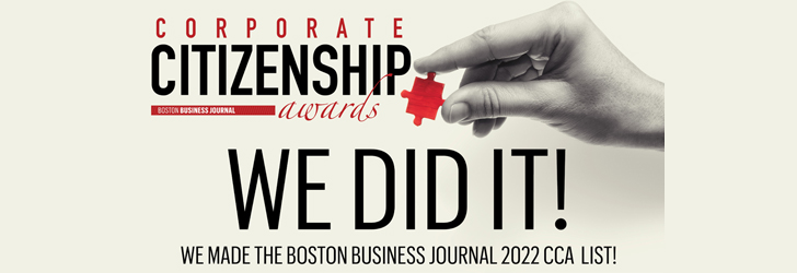 Bristol County Savings Bank is awarded the 2022 Corporate Citizenship Award by the Boston Business Journal.
