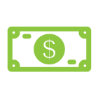 green cash icon of generic dollar bill with money symbol in middle