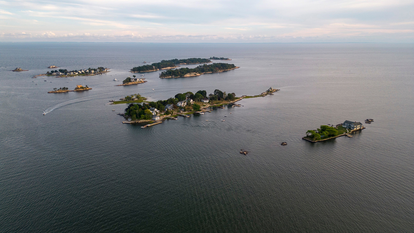 aerial view of the Thimble Islands