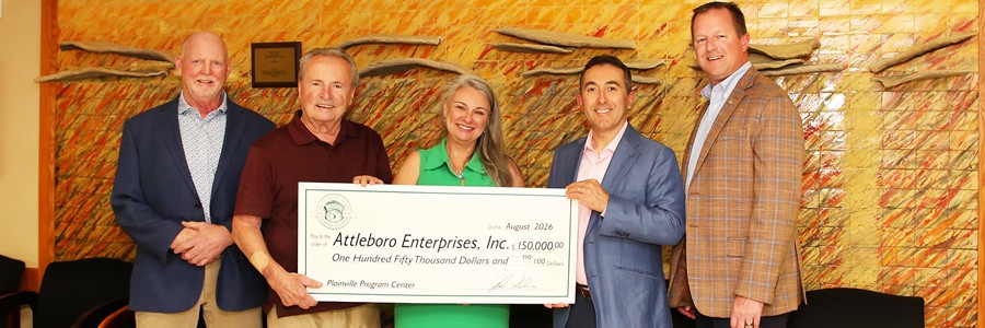 Check presentation of $150,000 grant to Attleboro Enterprises, Inc.