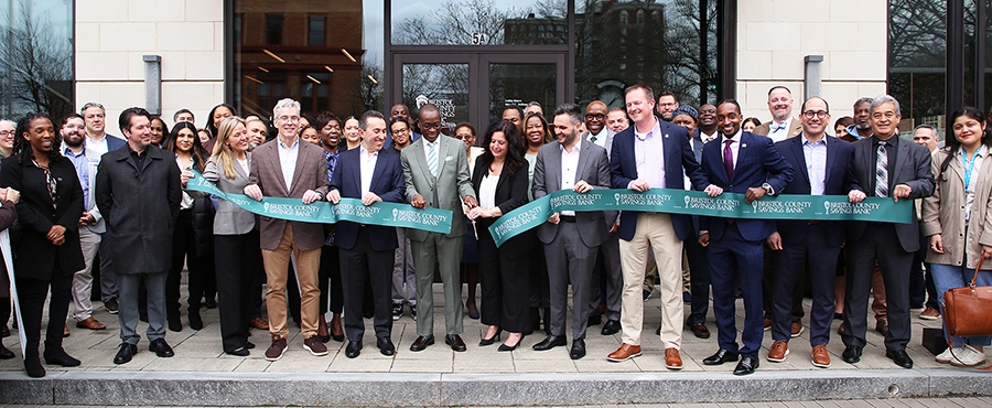 Ribbon Cutting ceremony outside Providence Branch